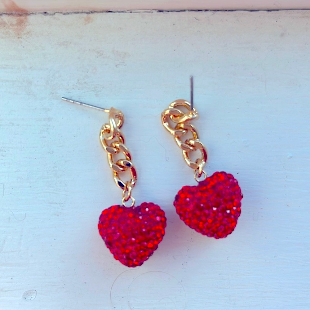 Heart Chain Drop Earrings